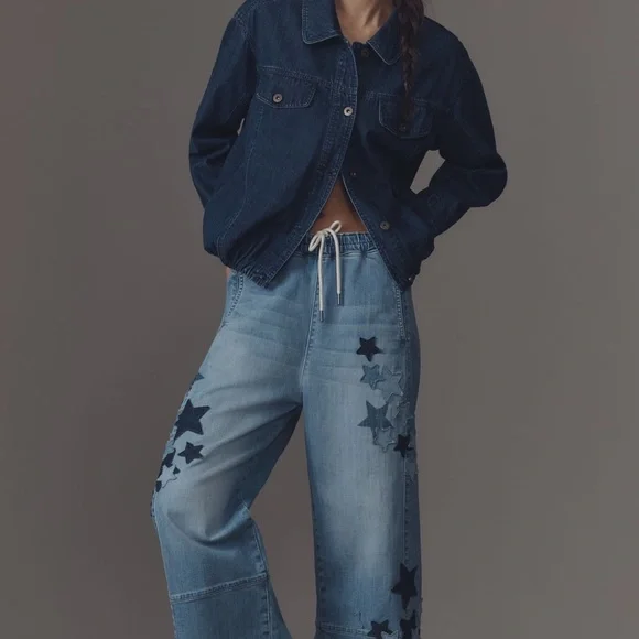 Pilcro Denim Star-Patterned Flare Jeans - Picture 3 of 8